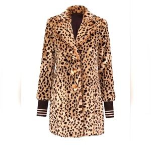 Cabi Josephine coat, button down, leather faux fur. Size Large